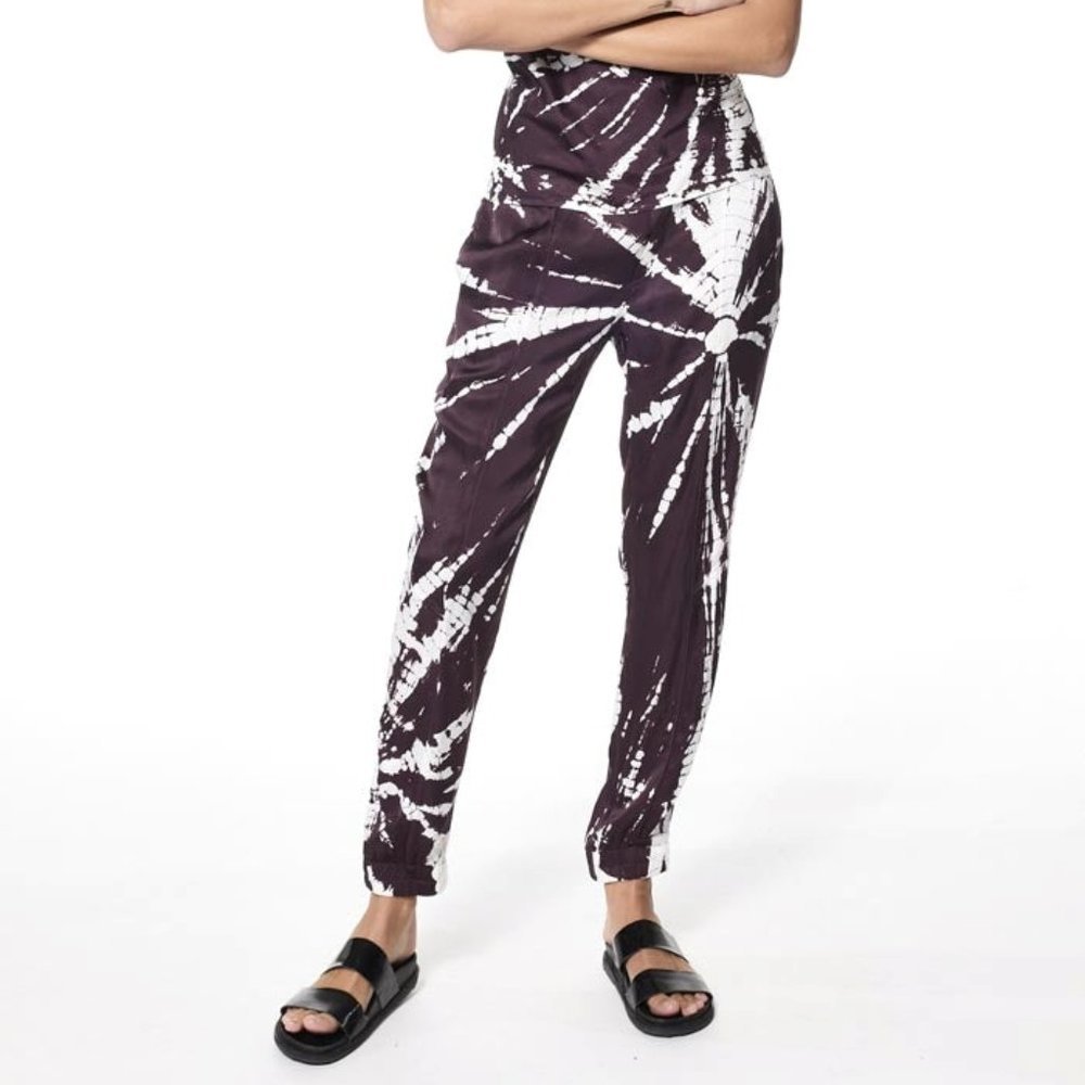 Young Fabulous & Broke YFB Jensen Tie Dye Satin Jogger Raisin Starburst